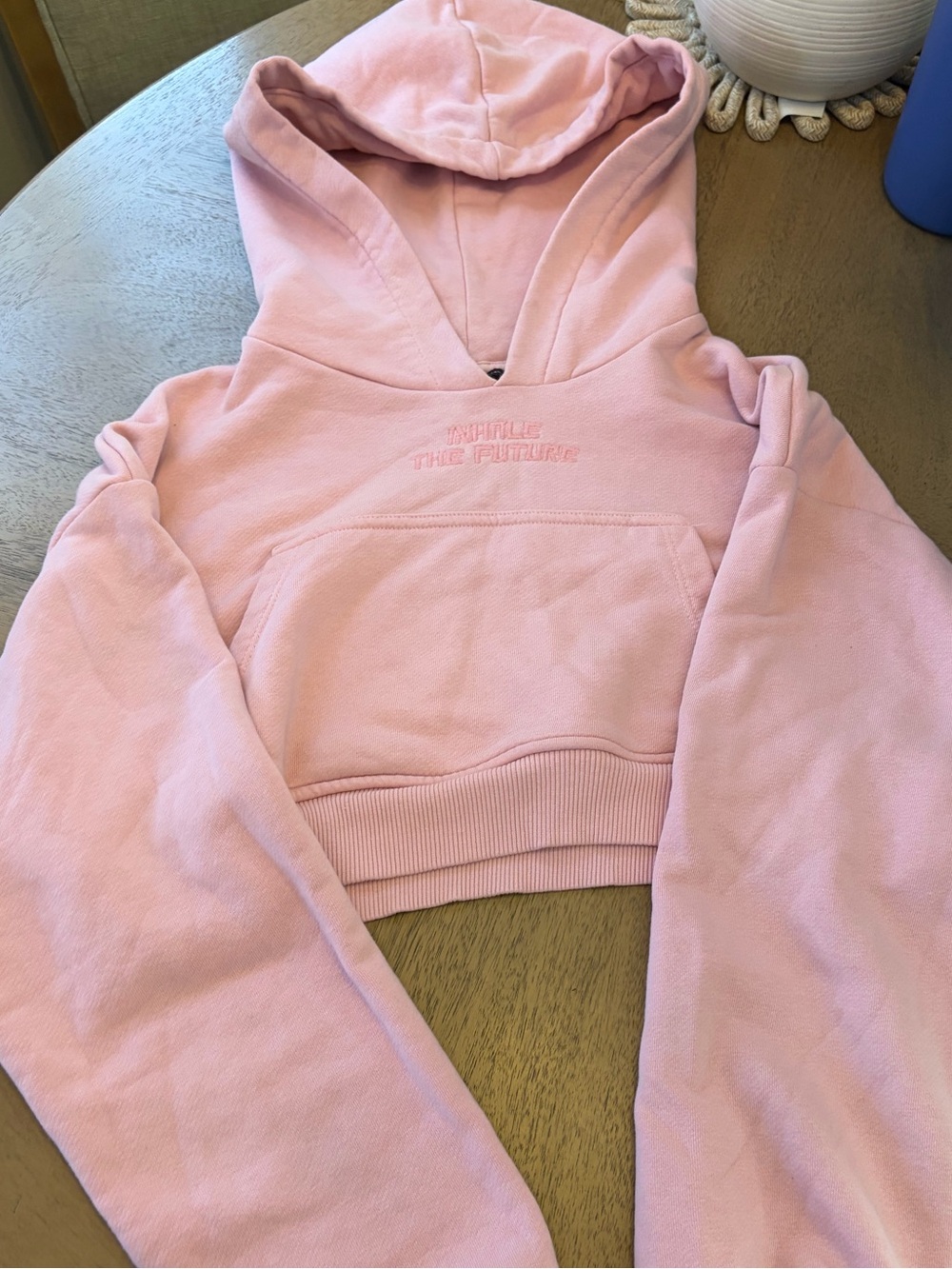 Womans Pink Cropped Hoodie - Soft Pullover Sweatshirt